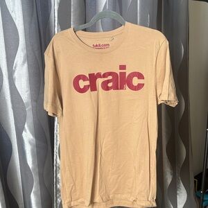 Men's Beige T-Shirt with Red Logo